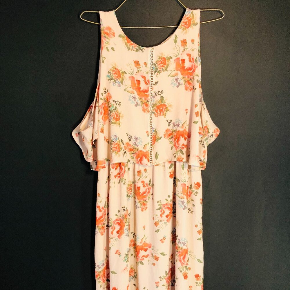 Mossimo Floral Cold-Shoulder Midi Dress L